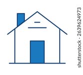 House Blue Line Editable Stroke Icon. Real Estate, Building, House, Home, Property Vector Illustration