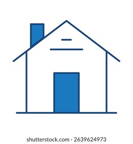 House Blue Line Editable Stroke Icon. Real Estate, Building, House, Home, Property Vector Illustration