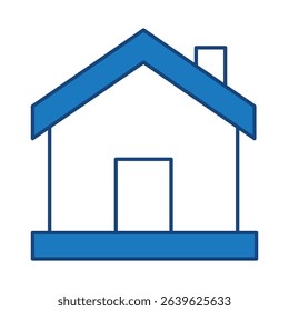 House Blue Line Editable Stroke Icon. Real Estate, Building, House, Home, Property Vector Illustration