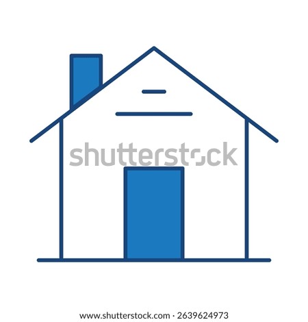 House Blue Line Editable Stroke Icon. Real Estate, Building, House, Home, Property Vector Illustration