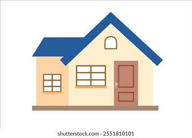 House with a blue roof. Vector simple color flat illustration.