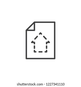 House blueprint file outline icon. linear style sign for mobile concept and web design. Home project plan document simple line vector icon. Symbol, logo illustration. Pixel perfect vector graphics