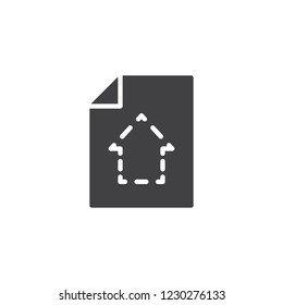 House blueprint file vector icon. filled flat sign for mobile concept and web design. Home project plan document simple solid icon. Symbol, logo illustration. Pixel perfect vector graphics