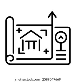 House blueprint icon in linear style 