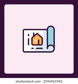 House blueprint icon symbolizing architectural planning and construction design