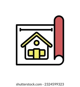 House Blueprint Icon Vector Illustration