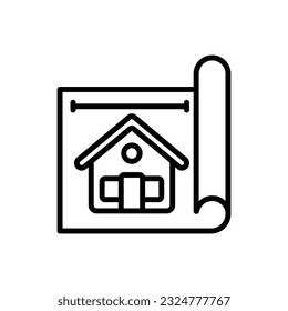 House Blueprint Icon Vector Illustration