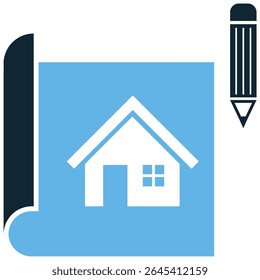 Vetor de ícone de planta de casa, mostrando planos arquitetônicos detalhados para casas. Perfeito para design residencial, imóveis, construções personalizadas e visualização de layout de interiores.