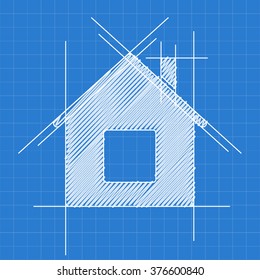 House Blueprint Logo. Sketch.