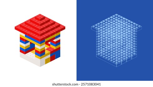 House blueprint project idea and implementation. Vector