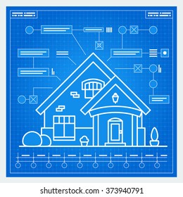 House blueprint scheme. Vector.