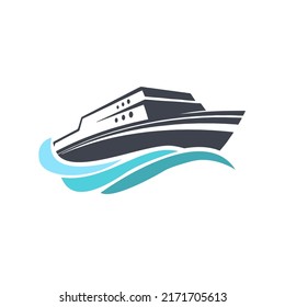 Elemento de promoción de marca gráfica vectorial de la plantilla de diseño del logotipo de la barca