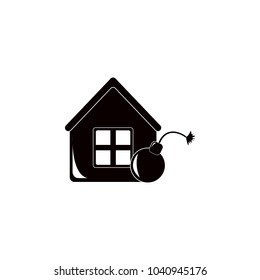 house and bomb icon. Elements of insurance icon. Premium quality graphic design. Signs and symbol collection icon for websites, web design, mobile app, info graphics on white background
