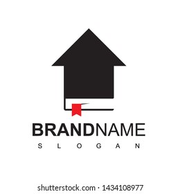 House And Book For Library Logo