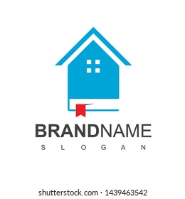 House And Book For Library Logo