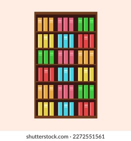 Ilustración vectorial plana de la estantería de la casa. Dibujo vintage de la librería de la casa pequeña ilustración vectorial para diseño gráfico y elemento decorativo