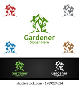 House Botanical Gardener Logo Design