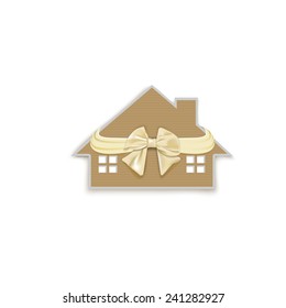house with a bow as a gift isolated on white background, Keychain