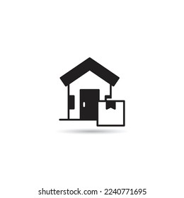 house and box icon on white background