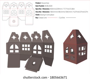 House box packaging design template gluing die cut - vector