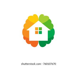 House Brain Icon Logo Design Element