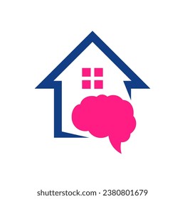 House Brain logo design vector. Creative Brain with House logo concepts template