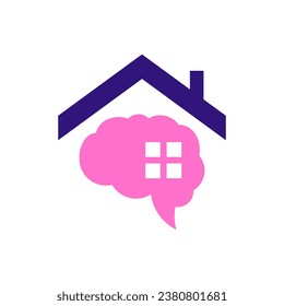 House Brain logo design vector. Creative Brain with House logo concepts template