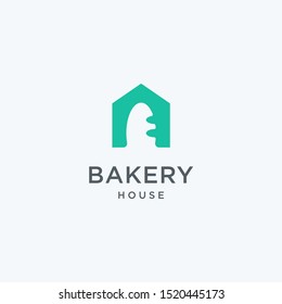 House with  bread logo design icon vector