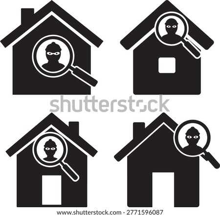 House break in icon, home security, burglar, theft, criminal, trespassing, invasion.