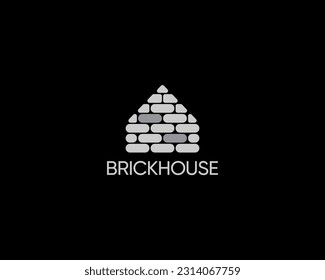 House and brick logo design template for business identity. Stone house vector illustration.