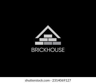 Design-Vorlage für Haus- und Ziegellogo für Geschäftsidentität. Steinhaus, Vektorgrafik.