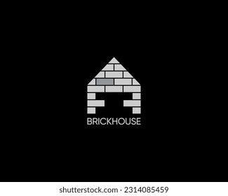 House and brick logo design template for business identity. Stone house vector illustration.