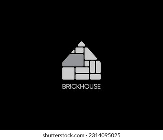 House and brick logo design template for business identity. Stone house vector illustration.