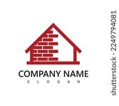 House And Brick Logo Template, Real Estate And Developer Company Icon