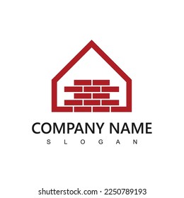 House And Brick Logo Template, Real Estate And Developer Company Icon