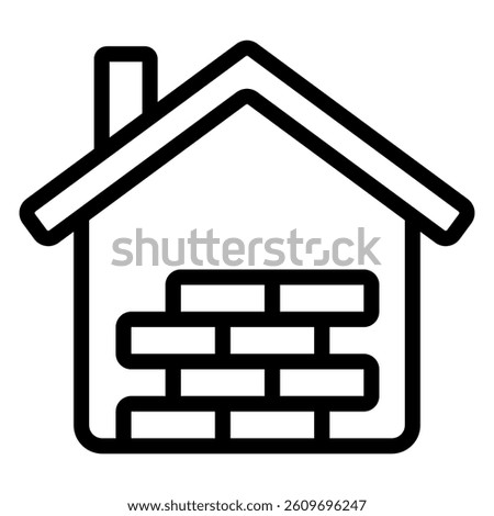 House with brick wall line icon, buiding construction concept. Vector graphics. Brickwork sign on white background, style mobile or design