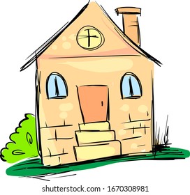 Casa de ladrillos, ilustración, vector sobre fondo blanco.