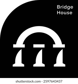 House or bridge Logo Minimalist Arch Design, Real Estate, Construction, Vector, Black and White.