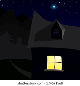 House with bright stars
