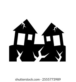 House broken icon. Damaged building icon . Earthquake icon vector. Can be used for Public Services or education purpose printable or digital template. Vector illustration editable