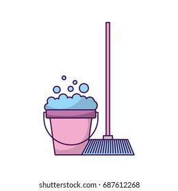 house broom with bucket