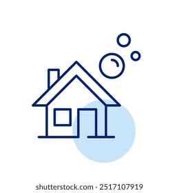 House and bubbles. Home cleaning services, sparkling clean and fresh living. Pixel perfect, editable stroke icon
