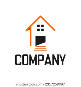 house builder logo template with stares and house icon