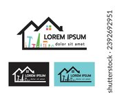 House Builder Logo,House Repair Service,Construction Building Worker Tool Handyman concept on white background vector illustration