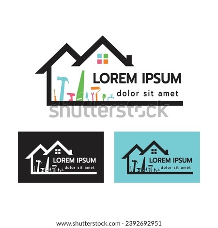 House Builder Logo,House Repair Service,Construction Building Worker Tool Handyman concept on white background vector illustration