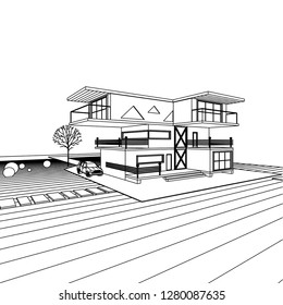 house building, 3d illustration