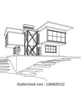 house building, 3d illustration