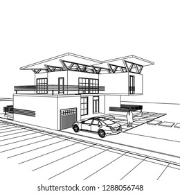 house building, 3d illustration