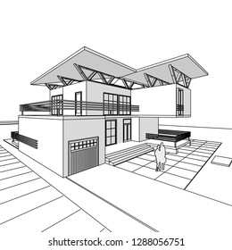house building, 3d illustration