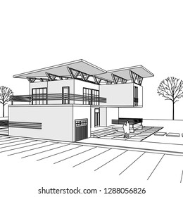 house building, 3d illustration